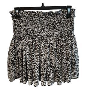 Ee:some Leopard Print Ruffles Mini Skort Skirt Black‎ White Size Small
